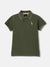 Blue Giraffe Boys Olive Solid Polo Collar Short Sleeves T-shirt