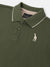 Blue Giraffe Boys Olive Solid Polo Collar Short Sleeves T-shirt