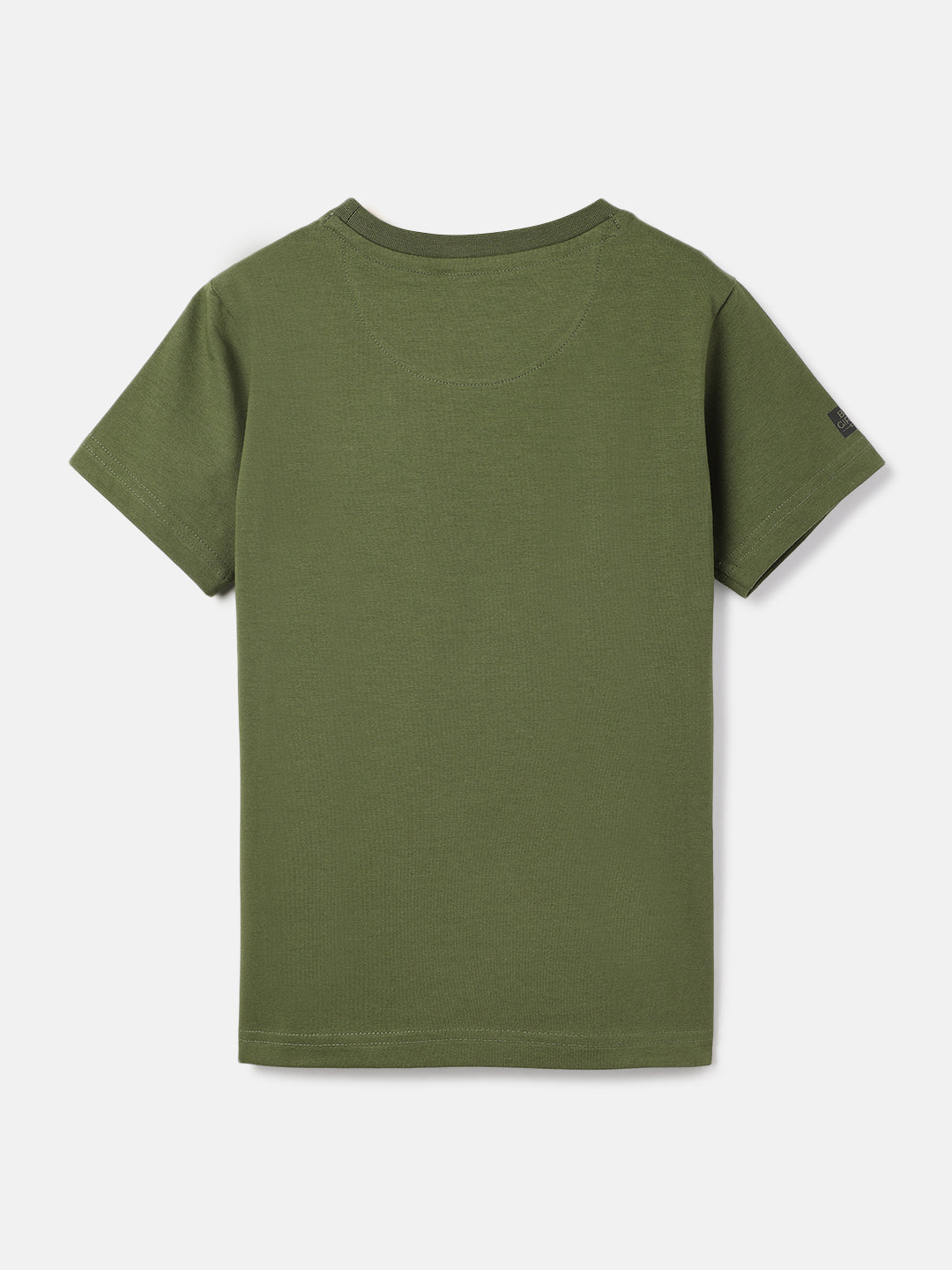 Blue Giraffe Boys Olive Solid Round Neck  Short Sleeve T-shirt