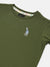 Blue Giraffe Boys Olive Solid Round Neck  Short Sleeve T-shirt