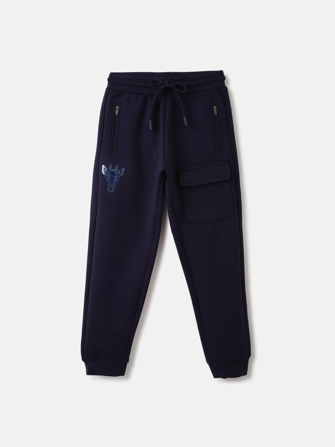 Blue Giraffe Boys Blue Solid Regular Fit Joggers Style Sweatpant