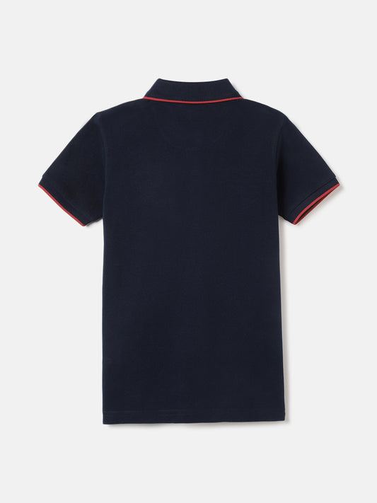 Blue Giraffe Boys Navy Blue Solid Polo Collar Short Sleeves T-Shirt