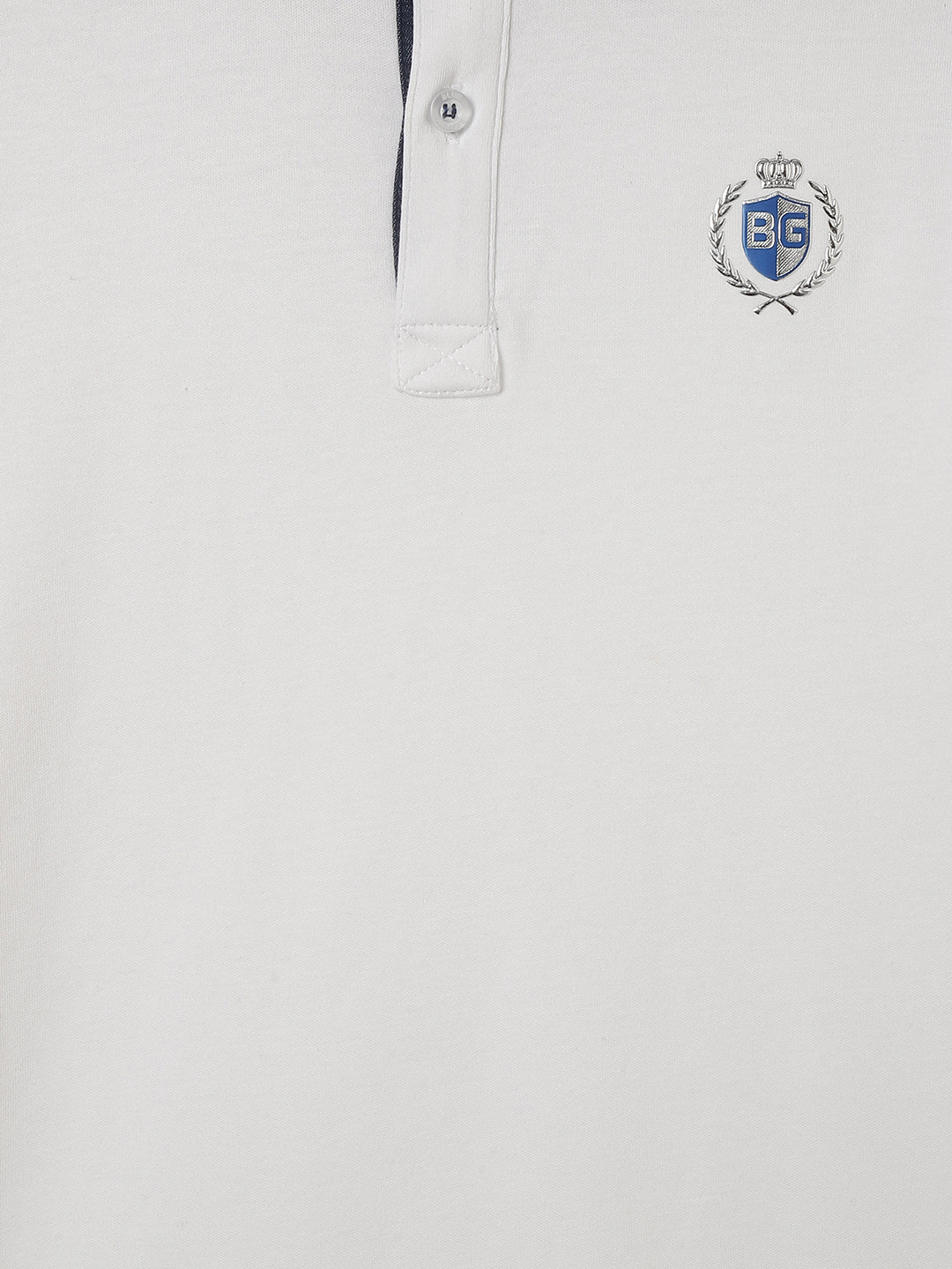 Blue Giraffe Boys White Solid Polo Collar Short Sleeves T-Shirt