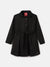 Blue Giraffe Girls Black Solid Peter Pan Collar Full Sleeves Overcoat