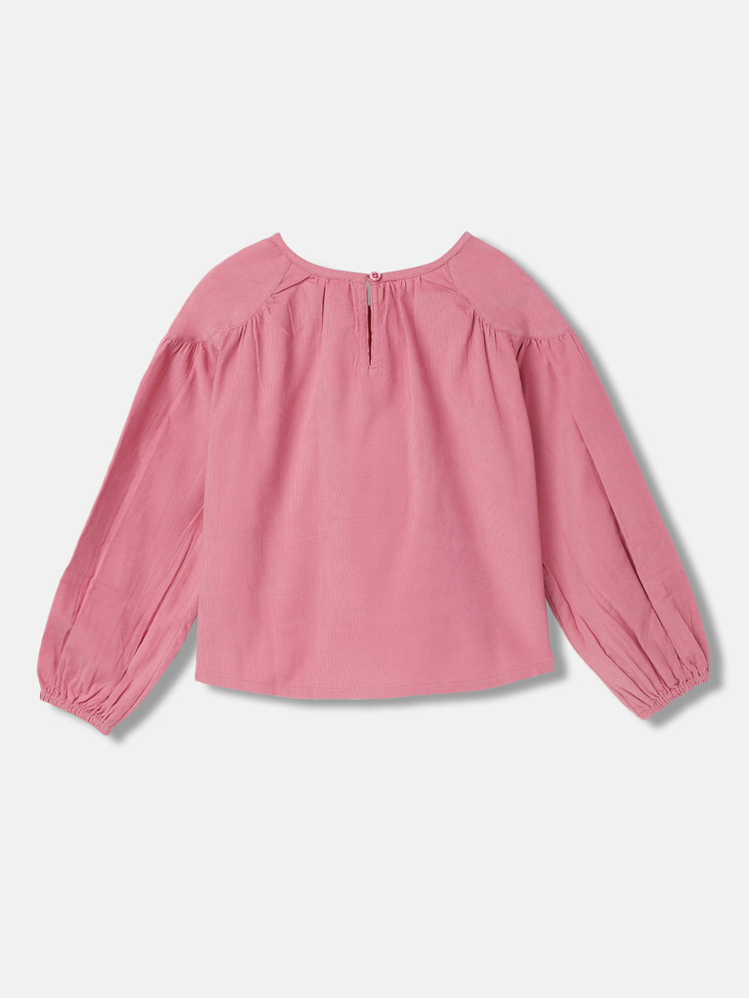 Blue Giraffe Girls Pink Solid Round Neck Full Sleeves Top