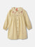 Blue Giraffe Girls Beige Embroidered Peter pan Collar Full Sleeves A-line Dress