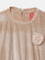 Blue Giraffe Girls Beige Solid Round Neck Full Sleeves Corduroy A-Line Dress