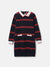 Blue Giraffe Girls Navy Striped Collar Neck Full Sleeves Straight Dress