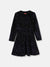 Blue Giraffe Girls Navy Printed Round Neck Full Sleeves A-Line Dress