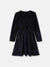 Blue Giraffe Girls Navy Printed Round Neck Full Sleeves A-Line Dress