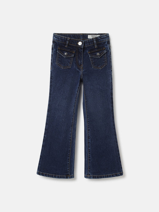 Blue Giraffe Girls Blue Washed Bootcut Fit Jeans