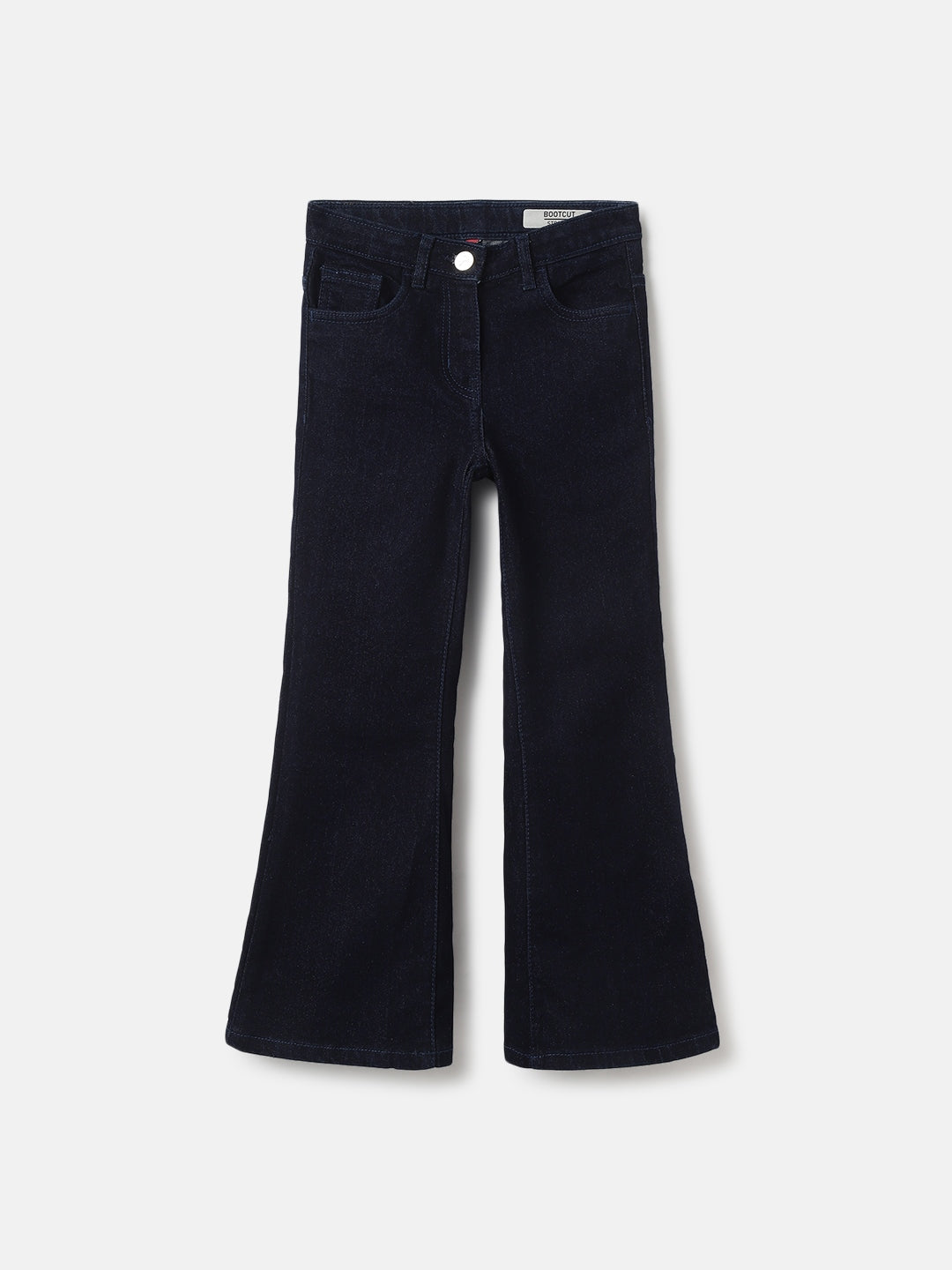 Blue Giraffe Girls Blue Solid Bootcut Fit Jeans