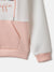 Blue Giraffe Girls Peach Color-blocked Hooded Full Sleeves Pullover Style Sweatshirt