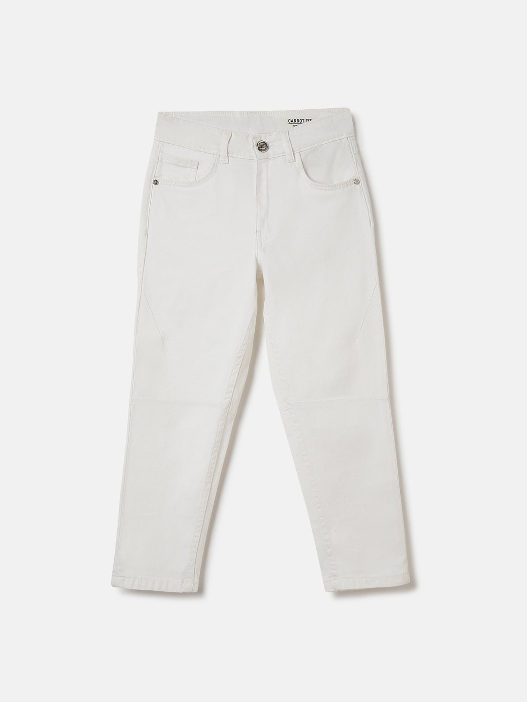 Blue Giraffe Boys Off White Solid Carrot Fit Jeans