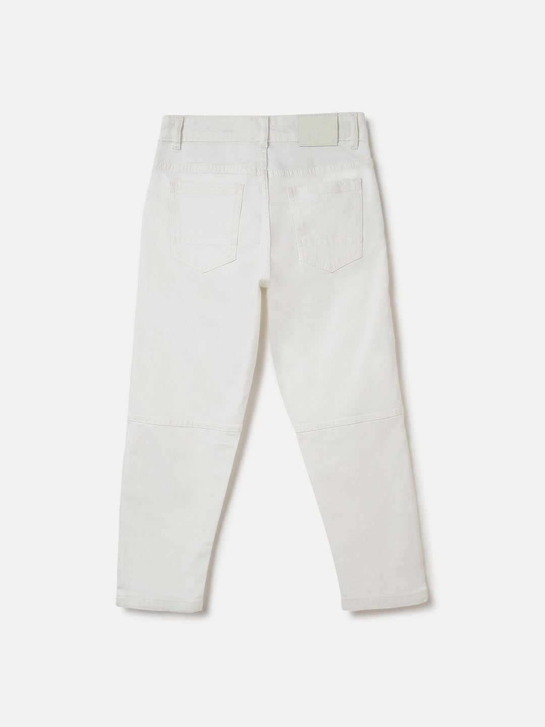 Blue Giraffe Boys Off White Solid Carrot Fit Jeans