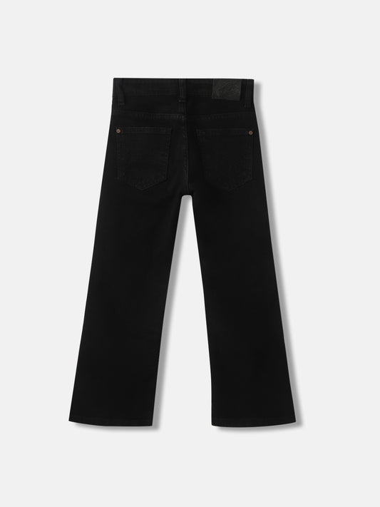 Blue Giraffe Boys Black Solid Mid-Rise Bootcut Jeans