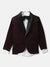 Blue Giraffe Boys Red Solid Shawl Collar Full Sleeves Suit Set