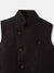 Blue Giraffe Boys Wine Self Design Spread Collar Full Sleeves Waistcoat Set