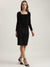 Centre Stage Women Black Self Design Square Neck Full Sleeves Sheath Dress