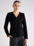 Centrestage Women Black Self-Design Notched Collar Full Sleeves Tailored Fit Jacket