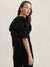 Centre Stage Women Black Solid Round Neck Short Sleeves Top