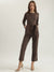 Centrestage Women Brown Printed Round Neck Full Sleeves Jumpsuit