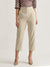 Centre Stage Women Beige Solid Regular Fit Single Pleated Trouser