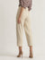 Centre Stage Women Beige Solid Regular Fit Single Pleated Trouser