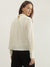 Centrestage Women Cream Solid Collar Neck Full Sleeves Top