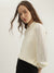 Centrestage Women Cream Solid Collar Neck Full Sleeves Top