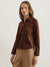 Centrestage Women Brown Embellished Spread Collar Full Sleeves Top