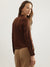 Centrestage Women Brown Embellished Spread Collar Full Sleeves Top