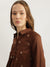 Centrestage Women Brown Embellished Spread Collar Full Sleeves Top