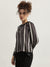 Centrestage Women Black Striped Round Neck Full Sleeves Top