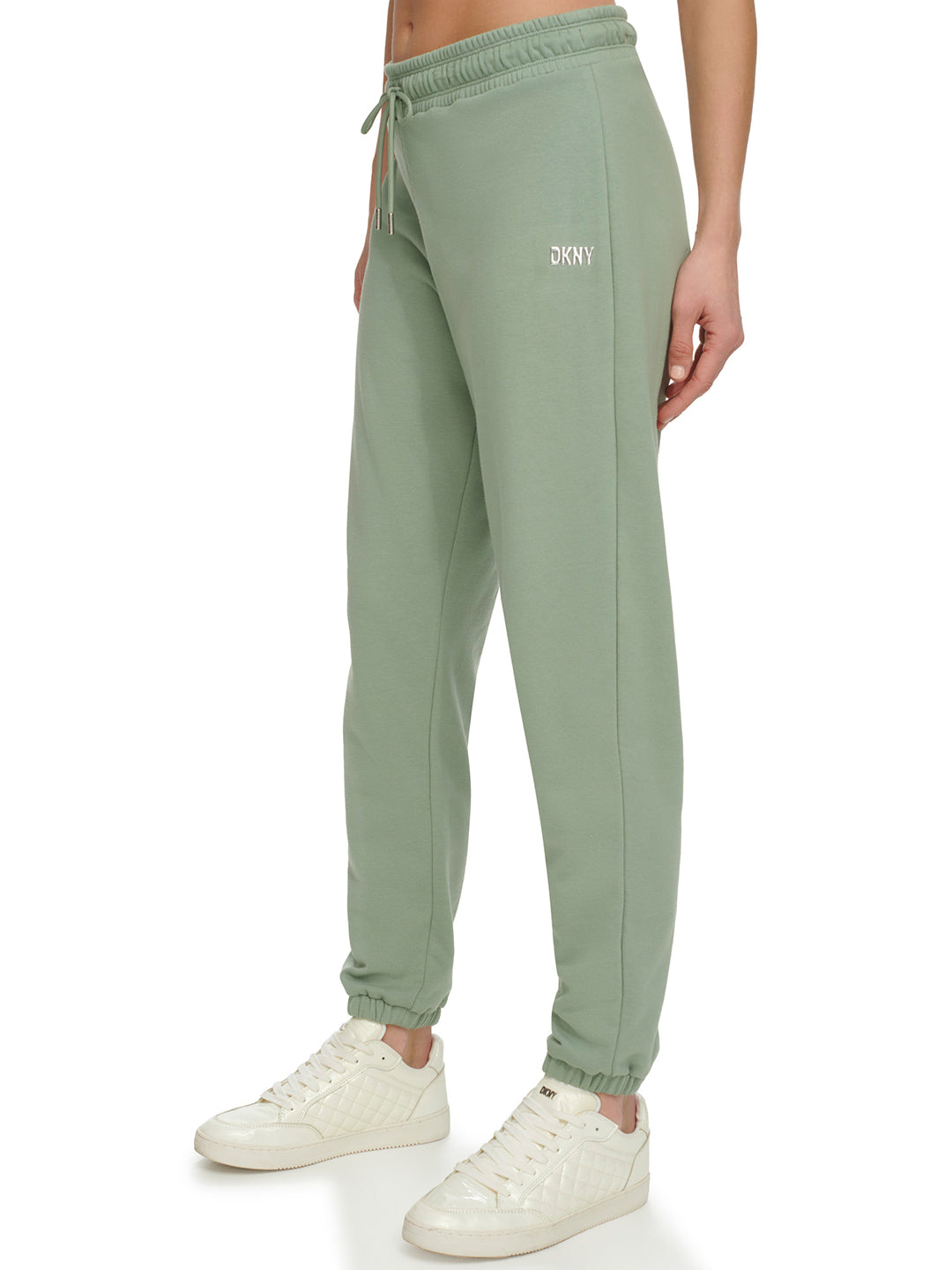 Dkny Women Green Solid Jogger Fit Mid-Rise Sweatpants