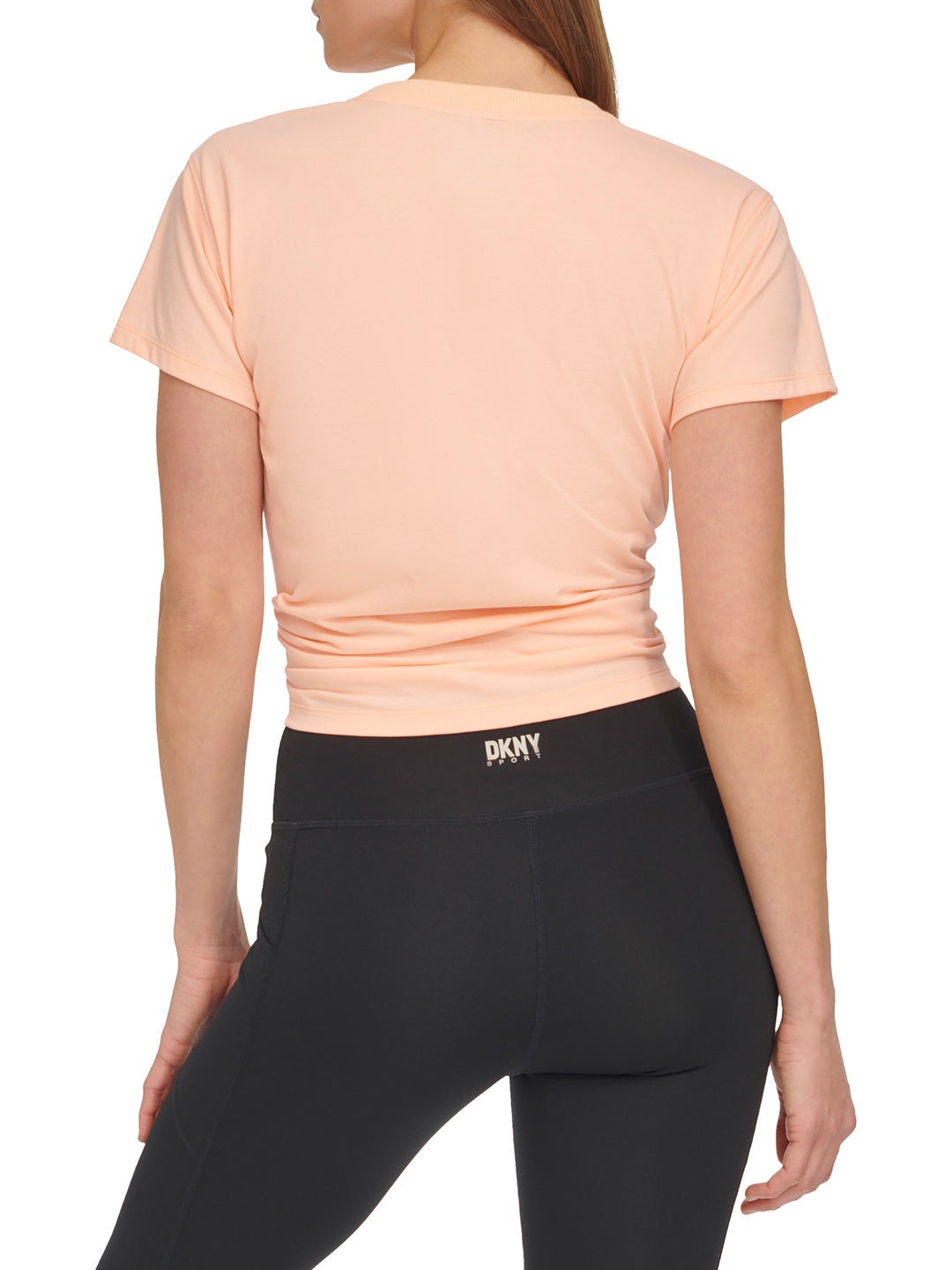 Dkny Women Peach Solid Round Neck Short Sleeves T-Shirt