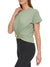 Dkny Women Green Solid Round Neck Short Sleeves T-Shirt