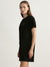 DKNY Women Black Solid Round Neck Short Sleeves T-shirt Dress