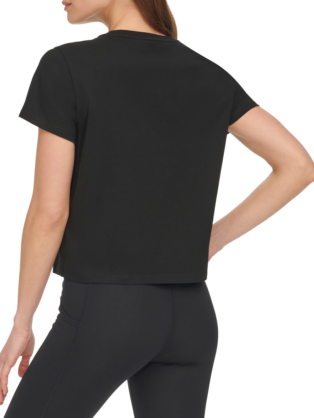 Dkny Women Black Solid Round Neck Short Sleeves T-Shirt