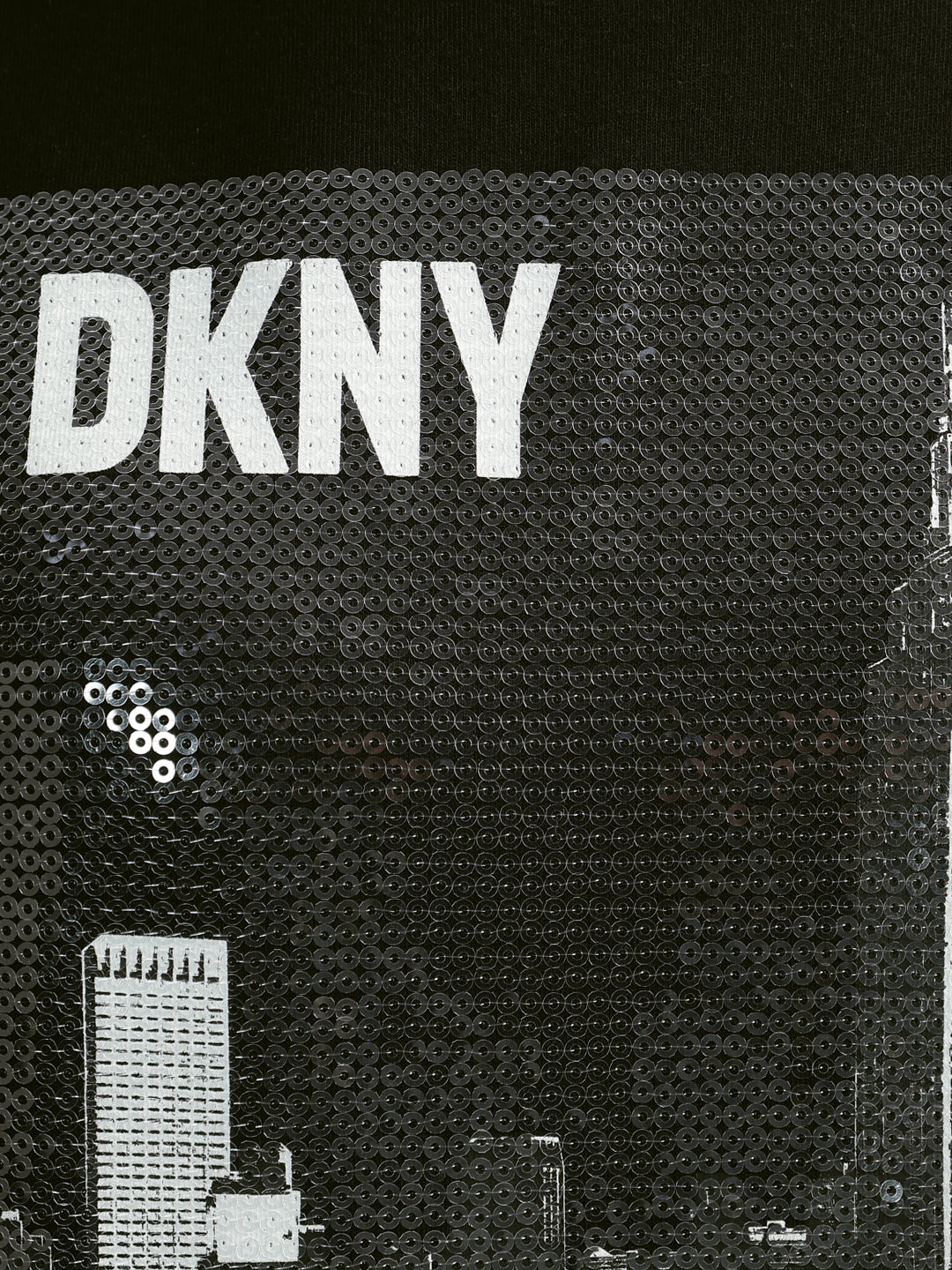 DKNY Women Black Embellished Round Neck Short Sleeves T-Shirt