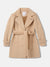 Elle Girls Beige Solid Notched Collar Full Sleeves Overcoat