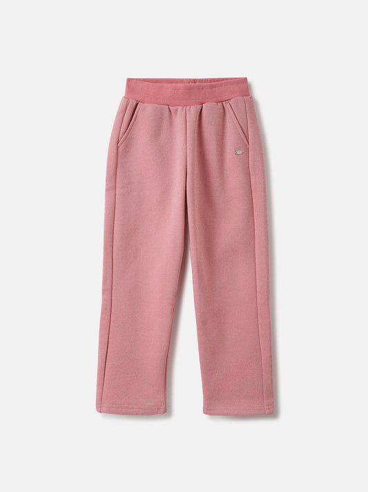 Elle Girls Pink Solid Straight Sweatpant