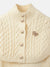 Elle Girls Cream Ribbed Round Neck Full Sleeves Sweater With Poncho