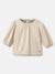 Elle Girls Cream Solid Round Neck Short Sleeves Top