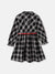 Elle Girls Black Checked Round Neck Full Sleeves A-Line Dress