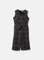 Elle Girls Black Checked V-Neck Sleeveless Jumpsuit