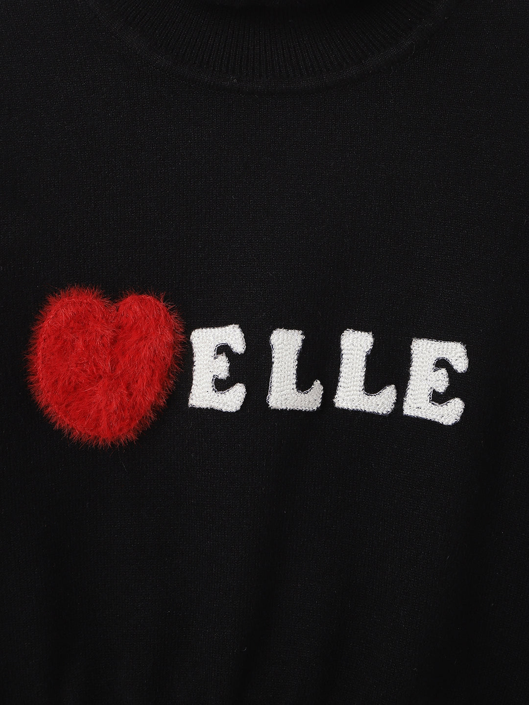 Elle Girls Black Solid Turtle Neck Full Sleeves Sweater