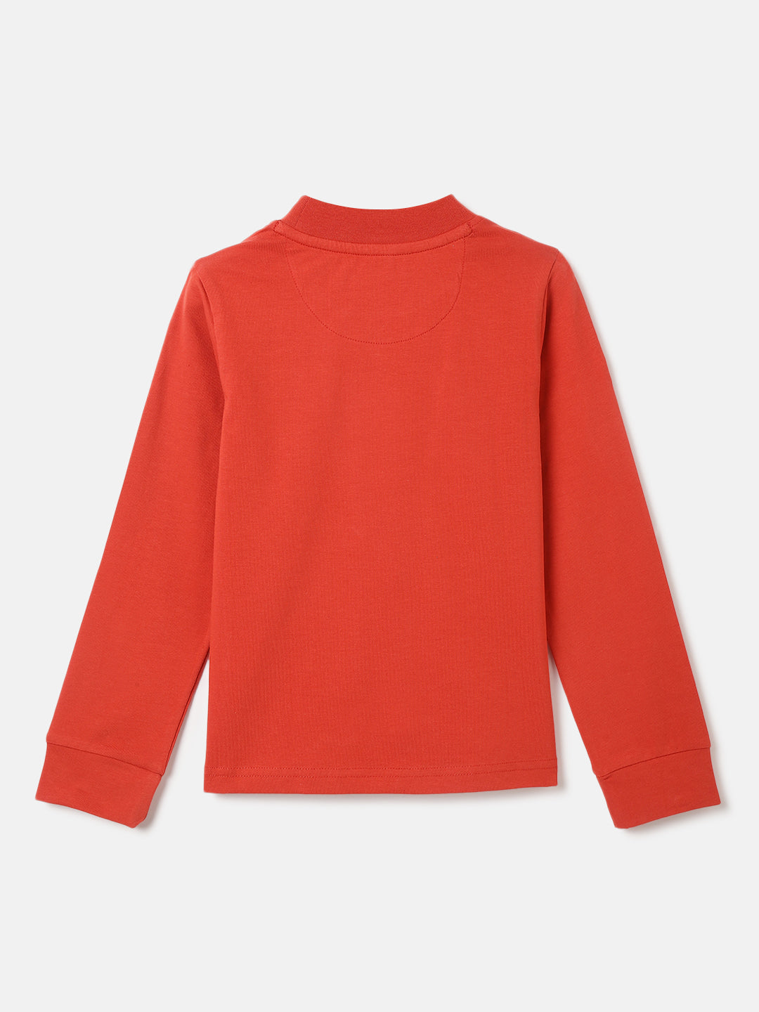 Elle Girls Red Solid Round Neck Full Sleeves T-Shirt