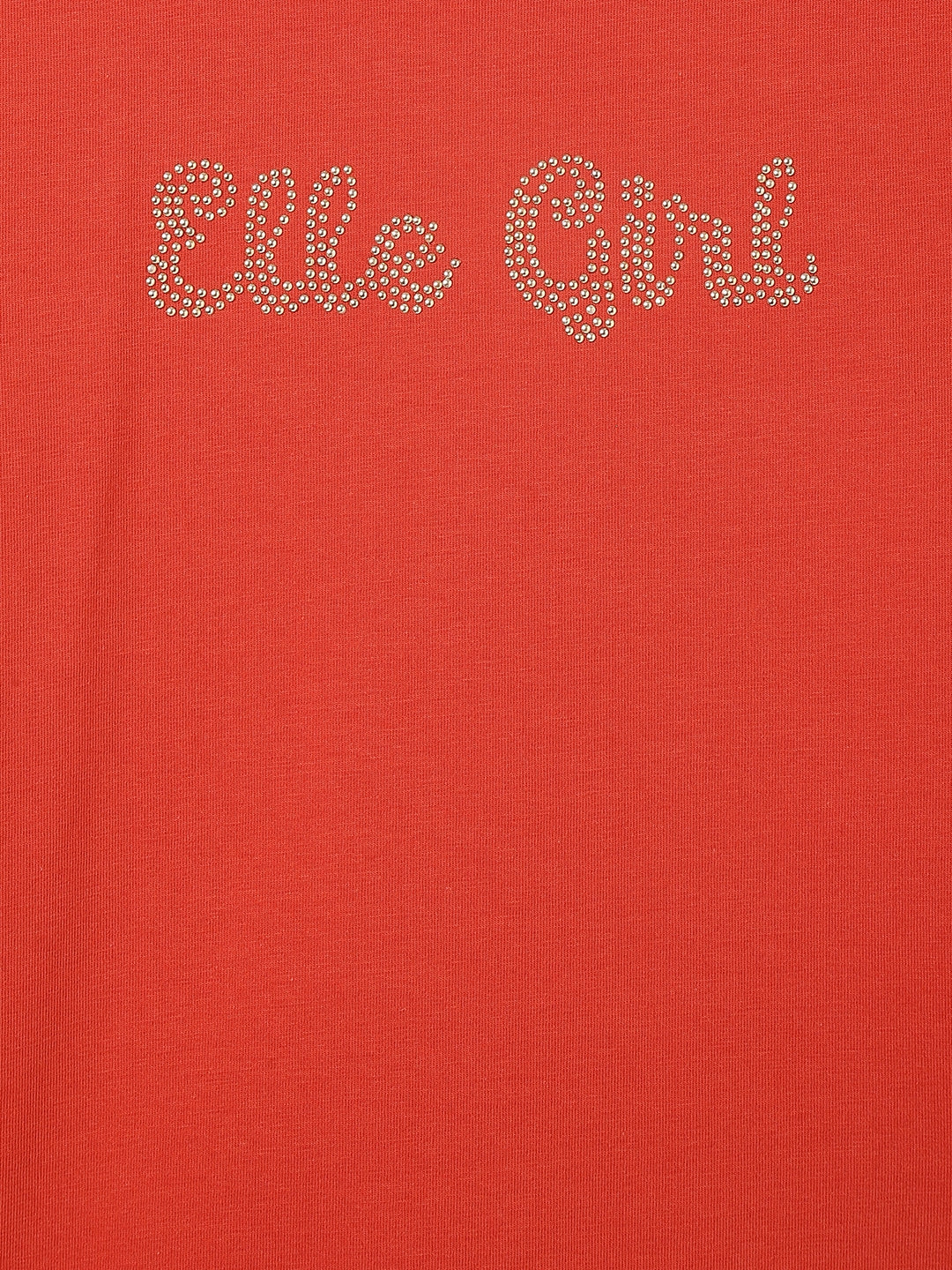 Elle Girls Red Solid Round Neck Full Sleeves T-Shirt