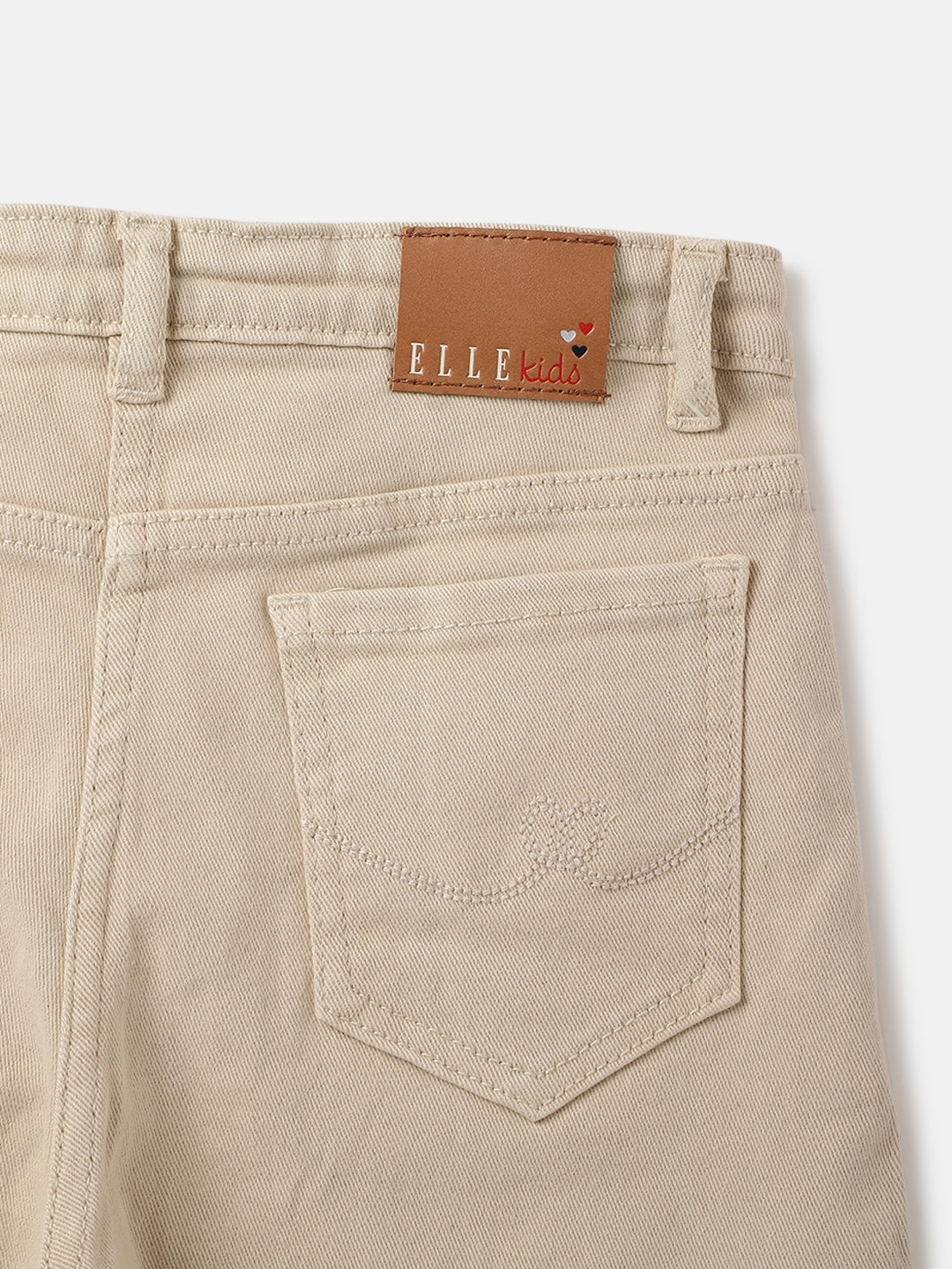 Elle Girls Beige Solid Wide Leg Mid-Rise Jeans